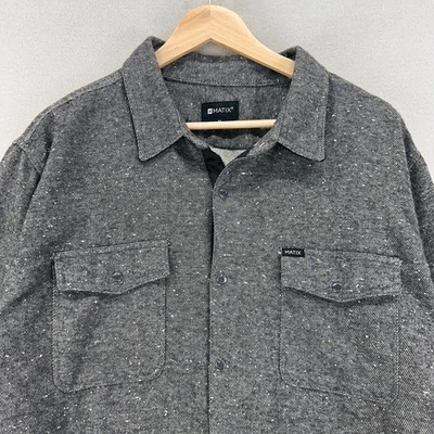 MATIX Snap Shirt Mens XL Grey Wool Blend Nep Twill Long Sleeve Shacket Workwear - Image 1 of 4