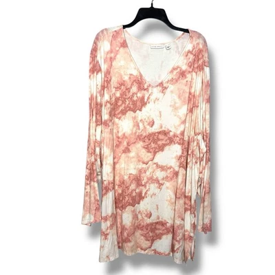 Susan Graver Every Day Tunic Top Womens 5X Pink  Liquid Knit Tie Dye - Image 1 of 4