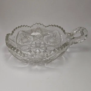Antique American Brilliant Cut Glass Handled Nappy Bowl 6.5" Starburst Pattern - Picture 1 of 6