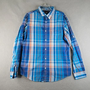 HAWK Shirt Mens XL Blue Plaid  Long Sleeve Tony Hawk Outdoors Skate Flannel Y2K - Picture 1 of 12