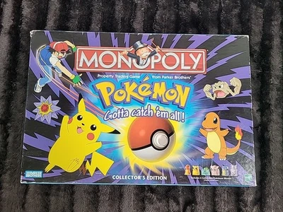 VIntage 1999 Pokemon Monopoly Collectors Edition Hasbro Missing 3 Property Cards - Image 1 of 4