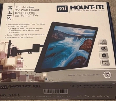 Compact Full Motion TV Wall Mount for 13 to 42 Inch Screens for Small Spaces - Image 1 of 2