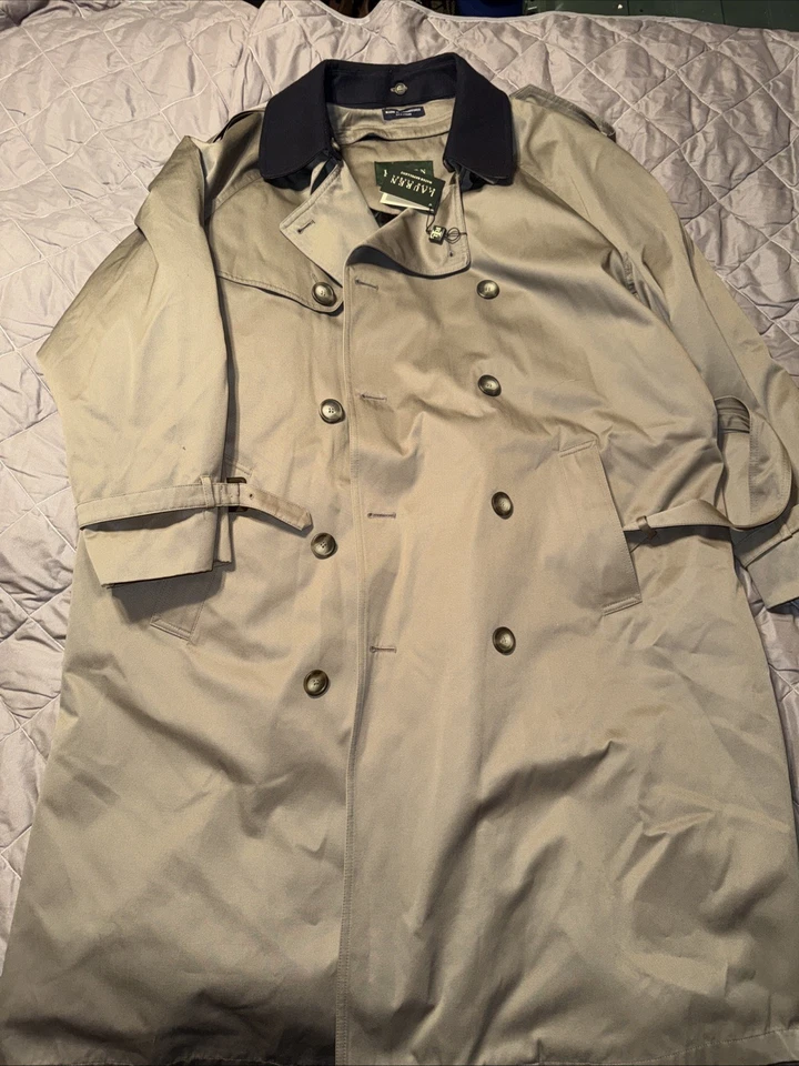 Gabardina Ralph Lauren Hombre 46 R Larga Caqui Cinturón Repelente al Agua Cremallera Forrada Foto 1 de 4