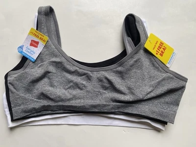 Conjunto de Sutiã Hane’s Girl’s XL Everyday Comfort Bralette Pacote com 3 Branco Preto Cinza Novo - Imagem 1 de 3