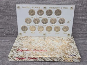 White 1941-1945 Mercury Dime Short Set in Capital Holder 15 SILVER Coins - Picture 1 of 8