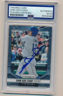 Tarjeta de béisbol firmada por Shin-Soo Choo 2014 Panini Prizm #4 PSA SLAB Texas Rangers Foto 1 de 2