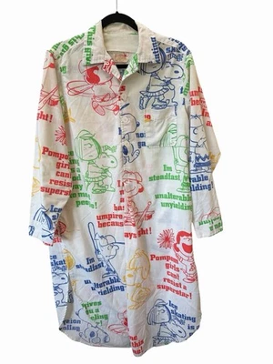 Vintage Peanuts Handmade Shirt Dress Coat  L/XL Snoopy Charlie Brown Dress Rare - Image 1 of 4
