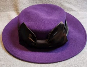 Michael Howard Wool Hat Purple with Black Bow 12" Brim - Picture 1 of 4