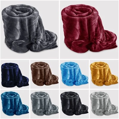 Faux Fur Fleece Throw Soft Warm Mink Large Sofa Bed Throw Thick Warm Blanket - Image 1 of 4