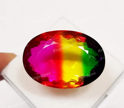75 Ct Doublet Glass Stone Multi Color Tourmaline Oval Cut Stone Loose Gemstone - Image 1 of 4