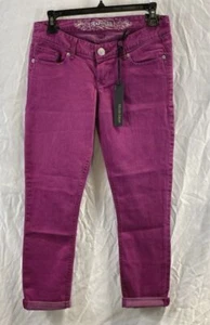 NWT Express Womens Purple Low Rise Dark Wash Denim Cropped Jeggings Jeans Size 2 - Picture 1 of 5