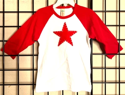 NEW NWT Red/White 3/4 Sleeve Baseball Shirt "STAR"-Playdate NYC 6Y - Image 1 of 4