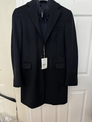 $4500 Prada Men’s Virgin Wool Overcoat Navy Size US38R IT48 - Image 1 of 4