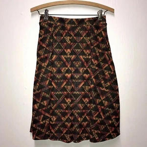 LuLaRoe Sz XS Madison Skirt Pockets Pleated green red purple geometric triangle - Picture 1 of 5