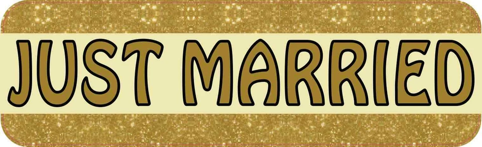 10X3 Gold Just Married Bumper Sticker Vinyl Decal Car Door Wedding Sign Decals - Image 1 of 1