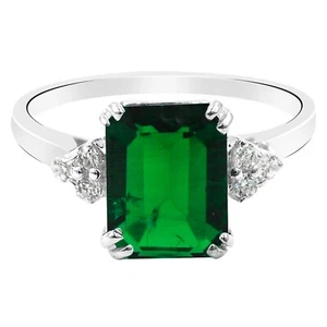 1,12Kt Natürlich Sambian Smaragd IGI Zertifiziert Diamant Ring Im 585er Weißgold - Imagen 1 de 4