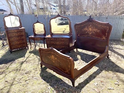 4 PC. INLAID MAHOGANY BEDROOM SET, SIGNED ROBERT MITCHELL - Image 1 of 4