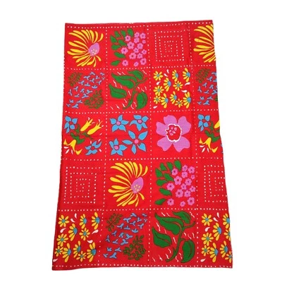 Vintage 60s 70s Screen Print Floral Fabric 1.5yds Large Scale Mod 45in Wide - Image 1 of 4