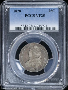 1828 25C Capped Bust Quarter PCGS VF 25 - Picture 1 of 4