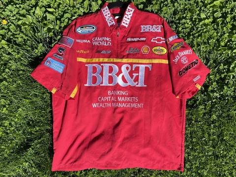 VINTAGE 2007 USA MADE Clint Boyer NASCAR Busch Series BB&T Pit Crew Shirt XL RCR Cover