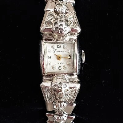 Relógio de pulso feminino LUCERNE pulseira extravagante 17 joias relógio vintage fabricado na Suíça - Imagem 1 de 4