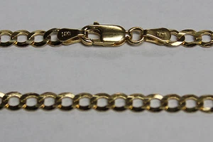 14k 14kt Solid Yellow Gold 8.5" 18" 20" 24" 3.8mm Curb Chain W/ Lobster Clasp - Picture 1 of 2