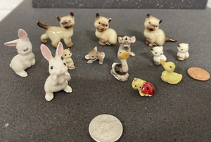 12 Vintage Hagen Renaker Figurines Elephant Fox Skunk Kitten Cat Lot - Bild 1 von 24