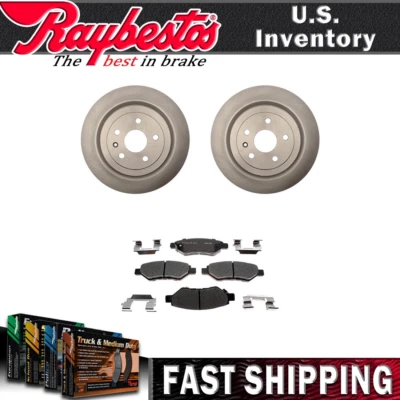 Rotores de freno traseros y pastillas de freno de cerámica con herrajes para Cadillac CTS 2008-2014 Foto 1 de 4