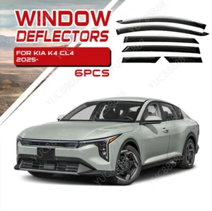 Black Window Vent Visor with Stainless Steel Trim For 2025-2026 Kia K4 Sedan - Picture 1 of 4