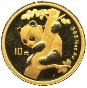 Moneda de oro Panda 1996 de 10 yuanes de 1/10 oz en cápsula, P0485 - Imagen 1 de 2