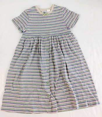 Hartstrings Girls Empire Waist Dress Crew Neck Short Slv Multi Stripe 6X #15321 - Image 1 of 4