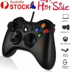 Black Wired Controller for Windows & Xbox 360 Console PC USB Wired KU - Picture 1 of 6