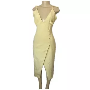 Camila Coelho Aaliyah Midi Dress In Butter Yellow Stretch Medium Party Cocktail - Picture 1 of 12