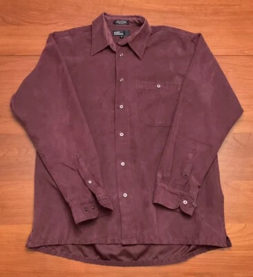 Marc Edwards Maroon/Purple Casual Button-Down Shirt Men’s Size MEDIUM, Polyester - Image 1 of 4