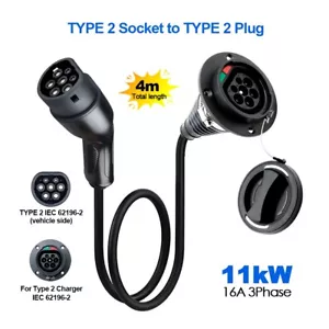Verlängerung für Ladekabel Elektrofahrzeug Typ 2 11kW 16A 3Phase 4M Hybrid & EV - Bild 1 von 6