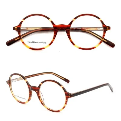 Women Vintage Round Eyeglass Frames Men Eyewear Retro Nerd Geek Acetate Glasses - Image 1 of 4