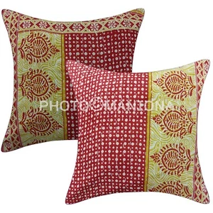 Indian quilted Throw Pillow Cover Handmade kantha Pillow Cover Case SOFA/Bed 2 p - Picture 1 of 4