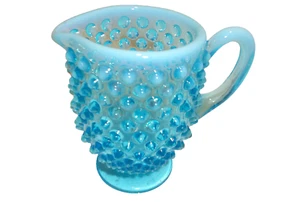 Vintage Fenton Aqua Blau Schimmernd Nagel Milchkännchen 3 1/2" - Bild 1 von 8