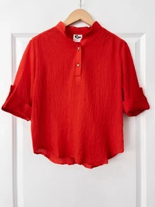 NWOT Vintage 80s Mister Remo Women’s Red Blouse T-Shirt Size 15 - Picture 1 of 4