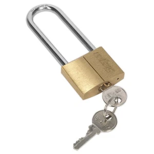 Sealey Brass Body Padlock with brass Cylinder Long Shackle 40mm S0989 - Picture 1 of 3