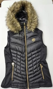 Michael Kors Down Puffer Vest Faux Fur Detachable Hood Women's Medium - Picture 1 of 7
