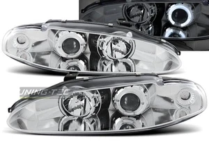 Headlights for Mitsubishi ECLIPSE 95-96 Angel Eyes Chrome WorldWide FreeShip US  - Bild 1 von 7