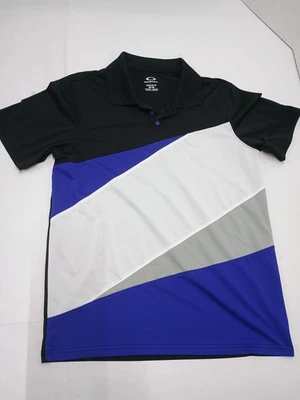 Polo de manga corta Oakley Colorblock para hombre azul blanco gris negro mediano Foto 1 de 4