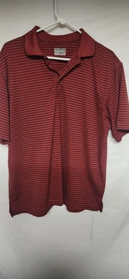 Men's Red Champions Tour Golf Polo.  Red With Black Pinstripe - Image 1 of 4