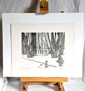 Art Hansen Radierung "Winterwald" 15 1/2" x 13 1/2" aufgelistet PNW Künstler - Bild 1 von 5