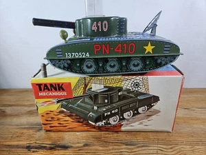 FRANCE-JOUET FJ TIN TANK EVK/PN-410 WITH BOX NO KEY UNTESTED ONE BULLET - Picture 1 of 23