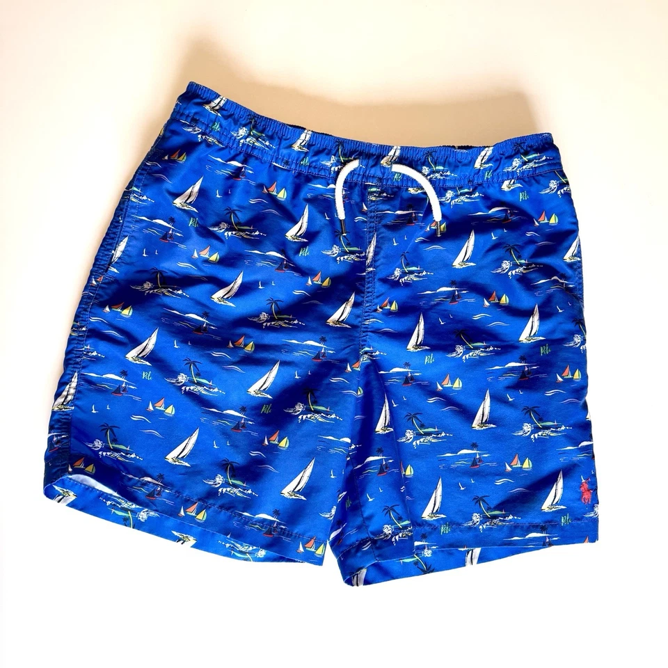 Baús de natação Polo Ralph Lauren meninos tamanho grande (14/16) azul com veleiro - Imagem 1 de 4