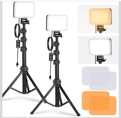 NEEWER BASICS LED Luz de Video, Paquete de 2 Kit de Iluminación de Llave de Panel de Estudio con Trípode Foto 1 de 4