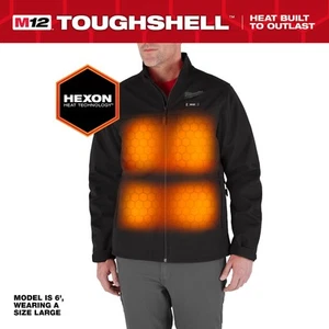 Milwaukee, M12 Cordless Tough Shell Black Heated Jacket Kit, X-Large, Size XL, - Picture 1 of 13