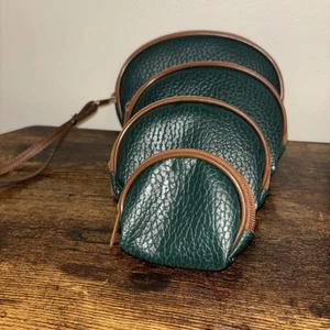 Vintage Kunstleder Handgelenktasche & verschachtelte Münzgeldbörsen 4er Set - grün und braun - Bild 1 von 21